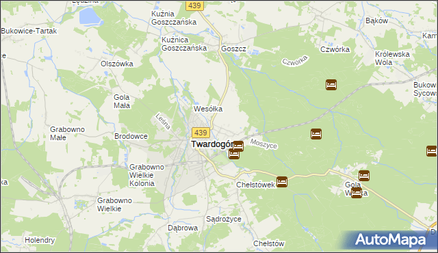 mapa Moszyce, Moszyce na mapie Targeo