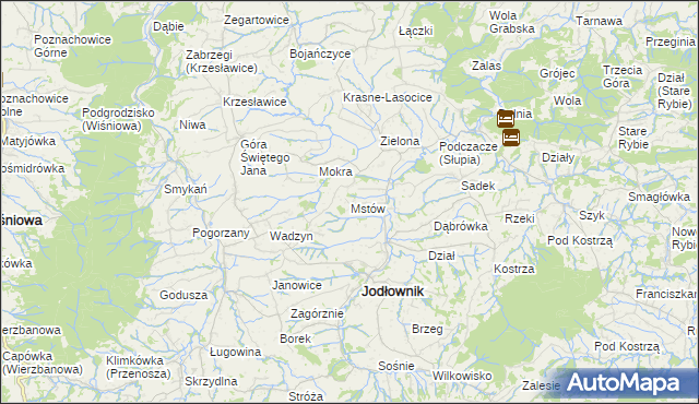 mapa Mstów gmina Jodłownik, Mstów gmina Jodłownik na mapie Targeo