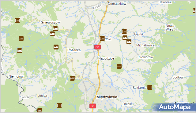 mapa Nagodzice, Nagodzice na mapie Targeo