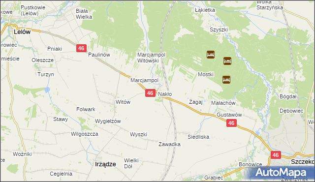 mapa Nakło gmina Lelów, Nakło gmina Lelów na mapie Targeo