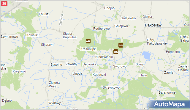 mapa Niedźwiadki, Niedźwiadki na mapie Targeo