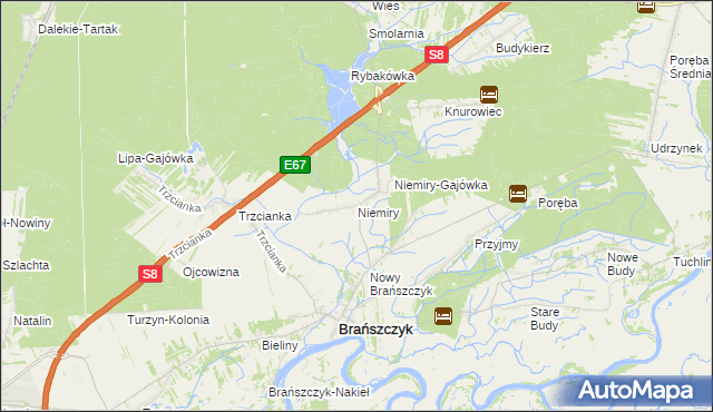mapa Niemiry gmina Brańszczyk, Niemiry gmina Brańszczyk na mapie Targeo