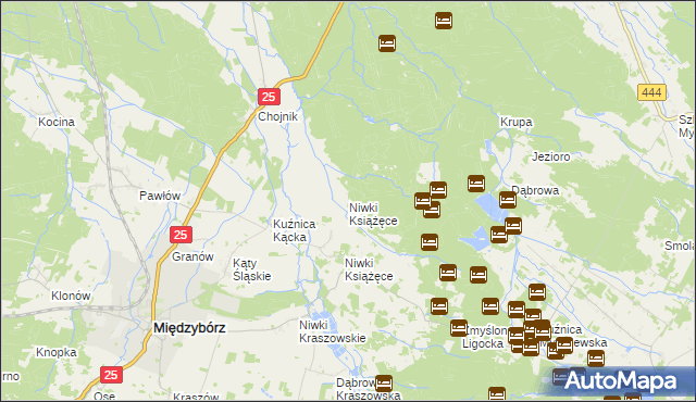 mapa Niwki Książęce gmina Sośnie, Niwki Książęce gmina Sośnie na mapie Targeo