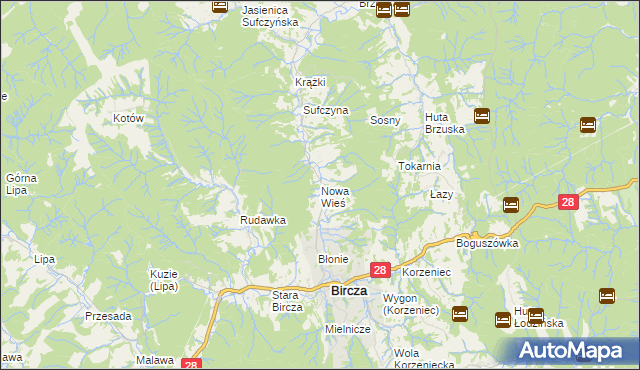 mapa Nowa Wieś gmina Bircza, Nowa Wieś gmina Bircza na mapie Targeo