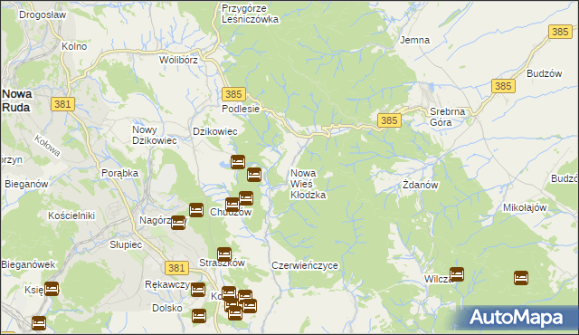 mapa Nowa Wieś Kłodzka, Nowa Wieś Kłodzka na mapie Targeo