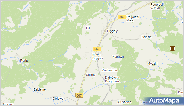 mapa Nowe Drygały, Nowe Drygały na mapie Targeo