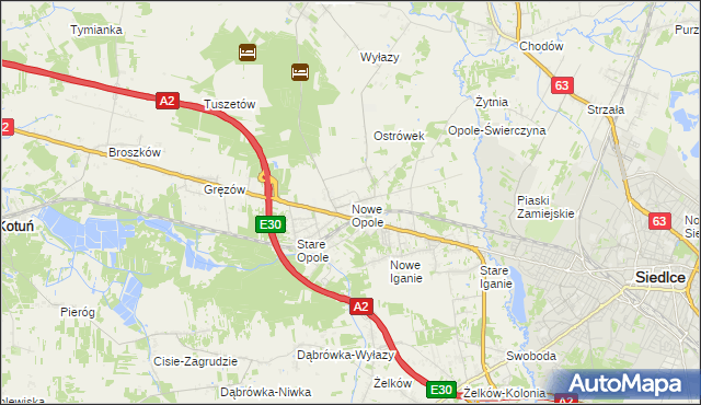 mapa Nowe Opole, Nowe Opole na mapie Targeo