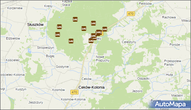 mapa Nowe Prażuchy, Nowe Prażuchy na mapie Targeo