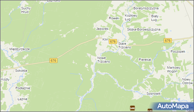 mapa Nowe Trzciano, Nowe Trzciano na mapie Targeo