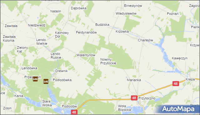 mapa Nowiny Przytockie, Nowiny Przytockie na mapie Targeo