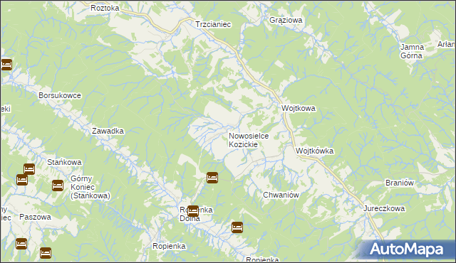 mapa Nowosielce Kozickie, Nowosielce Kozickie na mapie Targeo