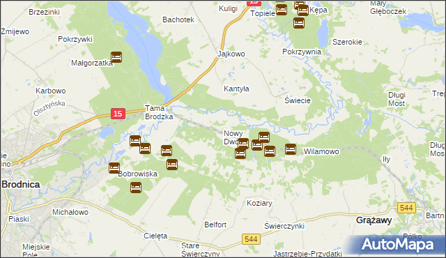 mapa Nowy Dwór gmina Brodnica, Nowy Dwór gmina Brodnica na mapie Targeo