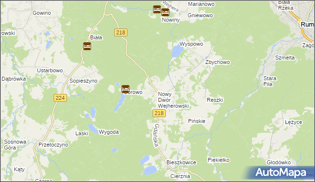 mapa Nowy Dwór Wejherowski, Nowy Dwór Wejherowski na mapie Targeo