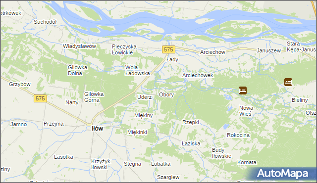 mapa Obory gmina Iłów, Obory gmina Iłów na mapie Targeo