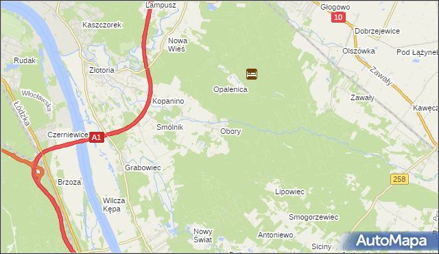 mapa Obory gmina Obrowo, Obory gmina Obrowo na mapie Targeo
