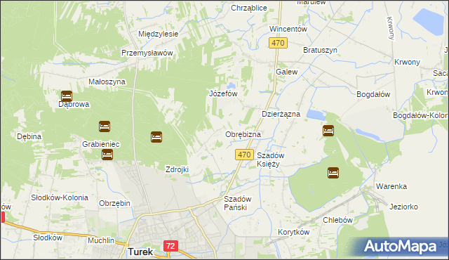 mapa Obrębizna, Obrębizna na mapie Targeo