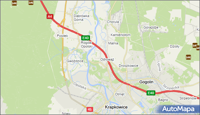 mapa Odrowąż gmina Gogolin, Odrowąż gmina Gogolin na mapie Targeo