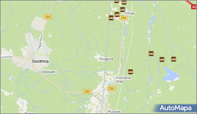mapa Okrąglica gmina Węgliniec, Okrąglica gmina Węgliniec na mapie Targeo