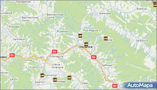 mapa Olszanica powiat leski, Olszanica powiat leski na mapie Targeo