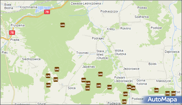 mapa Ołudza, Ołudza na mapie Targeo