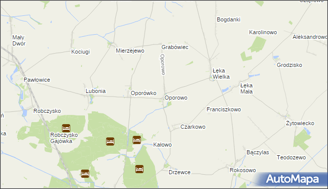 mapa Oporowo gmina Krzemieniewo, Oporowo gmina Krzemieniewo na mapie Targeo