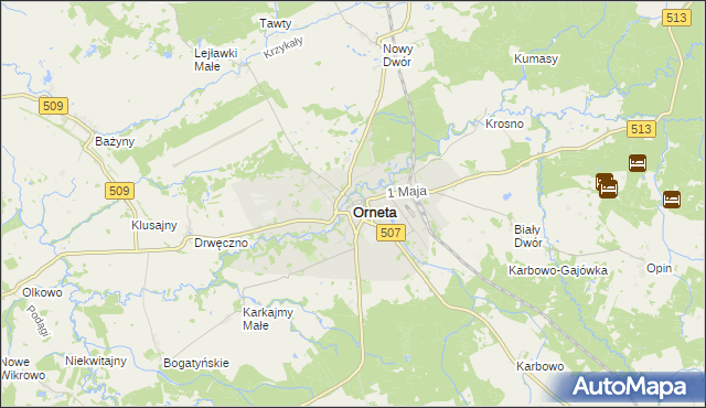 mapa Orneta powiat lidzbarski, Orneta powiat lidzbarski na mapie Targeo