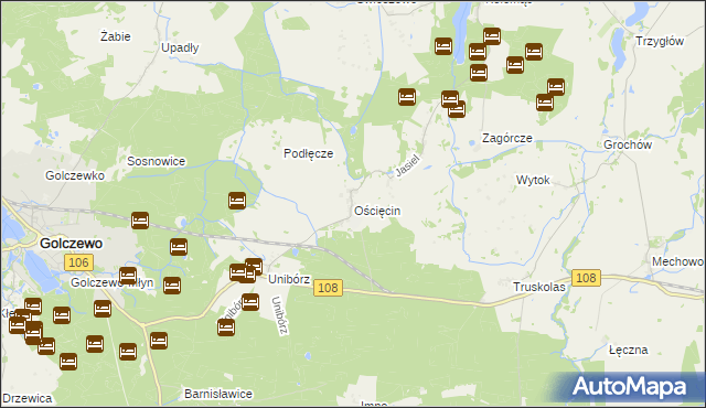 mapa Ościęcin, Ościęcin na mapie Targeo