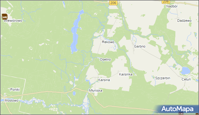 mapa Osetno gmina Polanów, Osetno gmina Polanów na mapie Targeo
