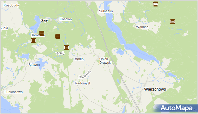 mapa Osiek Drawski, Osiek Drawski na mapie Targeo