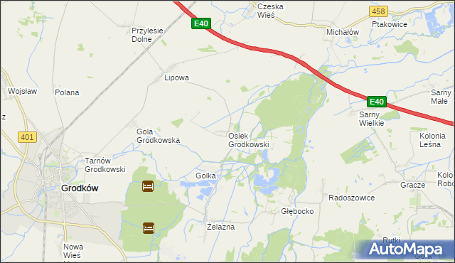 mapa Osiek Grodkowski, Osiek Grodkowski na mapie Targeo