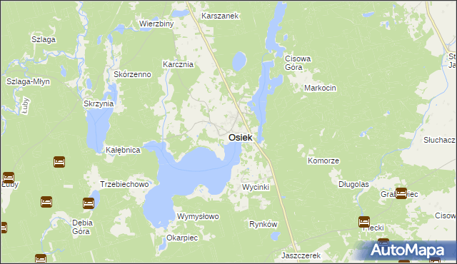 mapa Osiek powiat starogardzki, Osiek powiat starogardzki na mapie Targeo