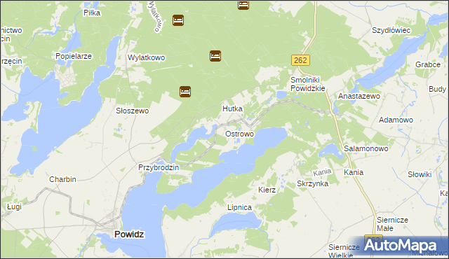 mapa Ostrowo gmina Powidz, Ostrowo gmina Powidz na mapie Targeo