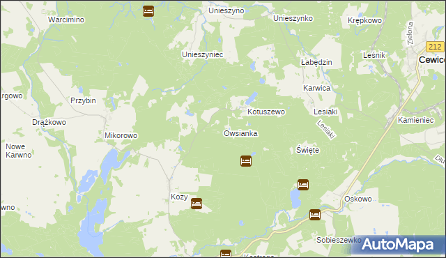 mapa Owsianka gmina Czarna Dąbrówka, Owsianka gmina Czarna Dąbrówka na mapie Targeo