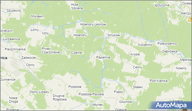 mapa Papiernia gmina Raków, Papiernia gmina Raków na mapie Targeo