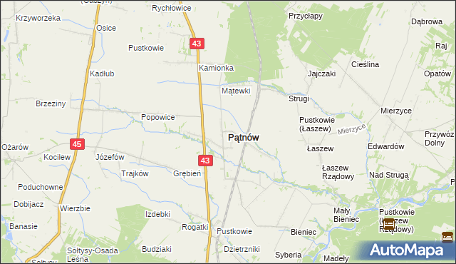 mapa Pątnów powiat wieluński, Pątnów powiat wieluński na mapie Targeo