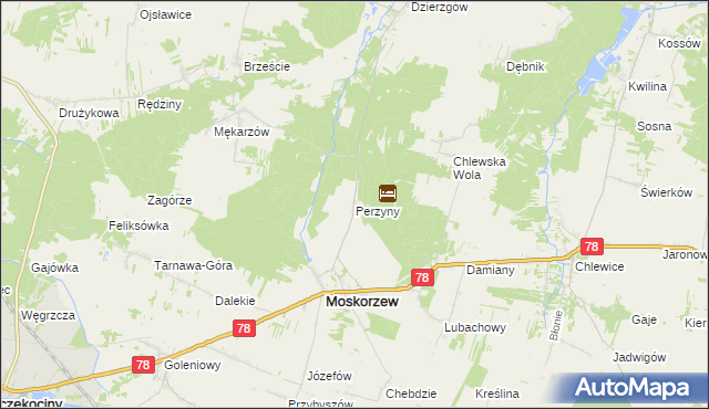 mapa Perzyny gmina Moskorzew, Perzyny gmina Moskorzew na mapie Targeo