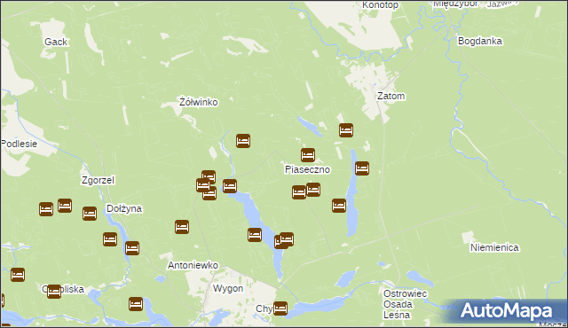 mapa Piaseczno gmina Bierzwnik, Piaseczno gmina Bierzwnik na mapie Targeo