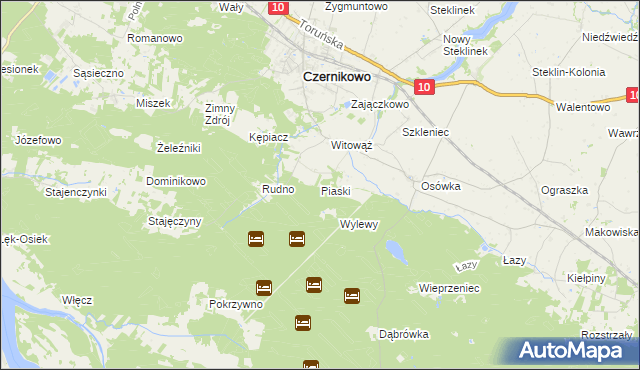 mapa Piaski gmina Czernikowo, Piaski gmina Czernikowo na mapie Targeo