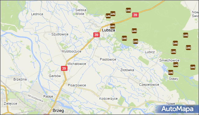 mapa Piastowice gmina Lubsza, Piastowice gmina Lubsza na mapie Targeo