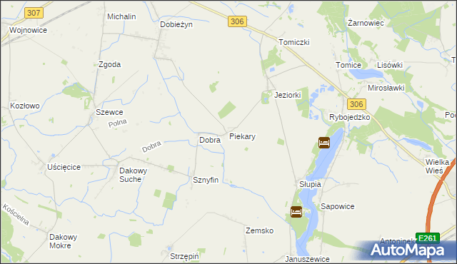 mapa Piekary gmina Stęszew, Piekary gmina Stęszew na mapie Targeo