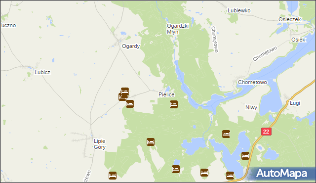 mapa Pielice gmina Strzelce Krajeńskie, Pielice gmina Strzelce Krajeńskie na mapie Targeo