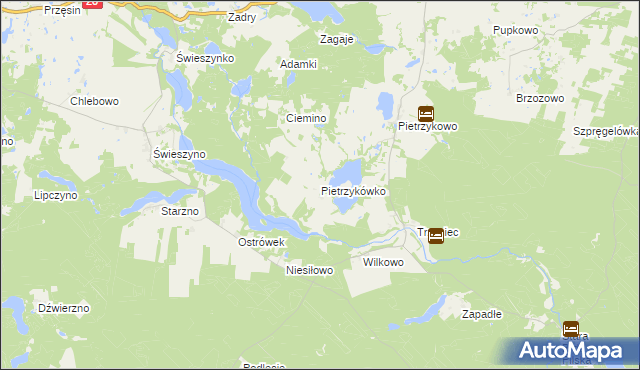 mapa Pietrzykówko, Pietrzykówko na mapie Targeo