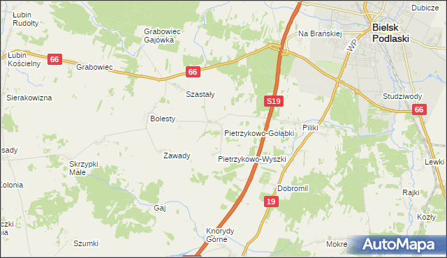 mapa Pietrzykowo-Gołąbki, Pietrzykowo-Gołąbki na mapie Targeo