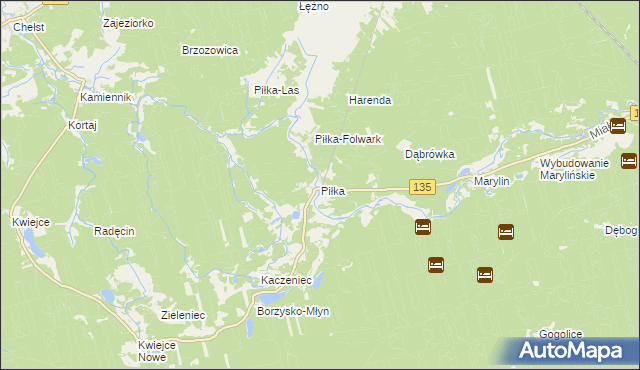 mapa Piłka gmina Drawsko, Piłka gmina Drawsko na mapie Targeo