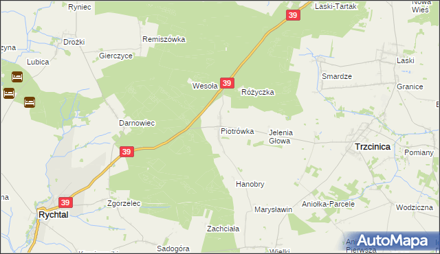 mapa Piotrówka gmina Trzcinica, Piotrówka gmina Trzcinica na mapie Targeo