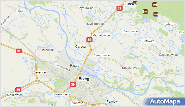 mapa Pisarzowice gmina Lubsza, Pisarzowice gmina Lubsza na mapie Targeo