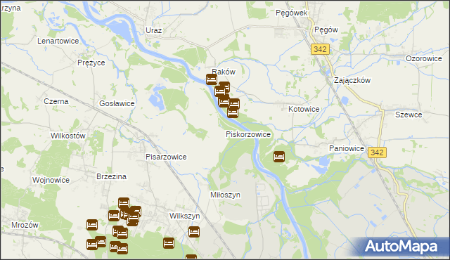 mapa Piskorzowice, Piskorzowice na mapie Targeo