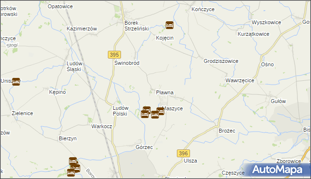 mapa Pławna gmina Strzelin, Pławna gmina Strzelin na mapie Targeo