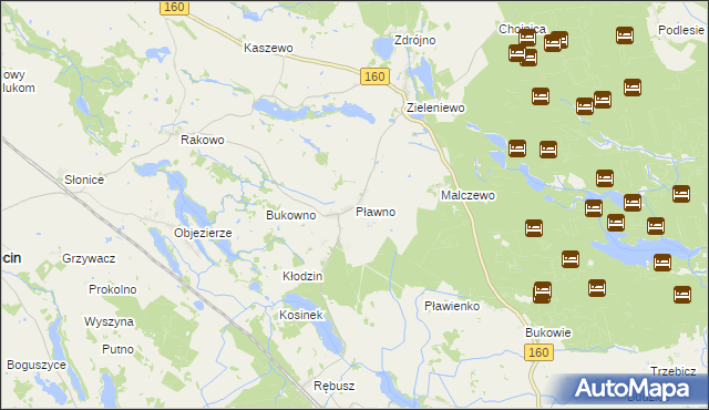 mapa Pławno gmina Bierzwnik, Pławno gmina Bierzwnik na mapie Targeo