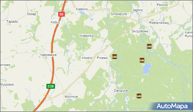 mapa Pniewo gmina Płoty, Pniewo gmina Płoty na mapie Targeo